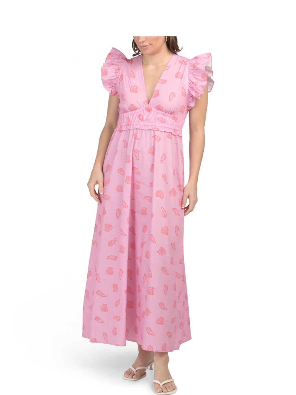 NWT sail to sable shell print flutter sleeve V neck maxi